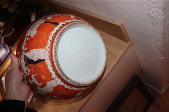 Three various Japanese bowls largest diameter 30.5cm